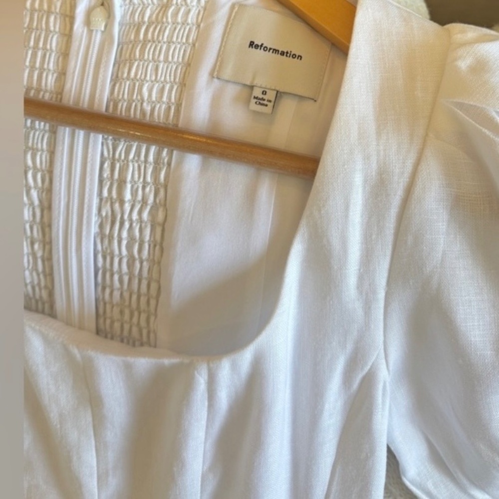 Reformation Coucou Linen Dress In White, brand new without tags, never worn. - Picture 4 of 7